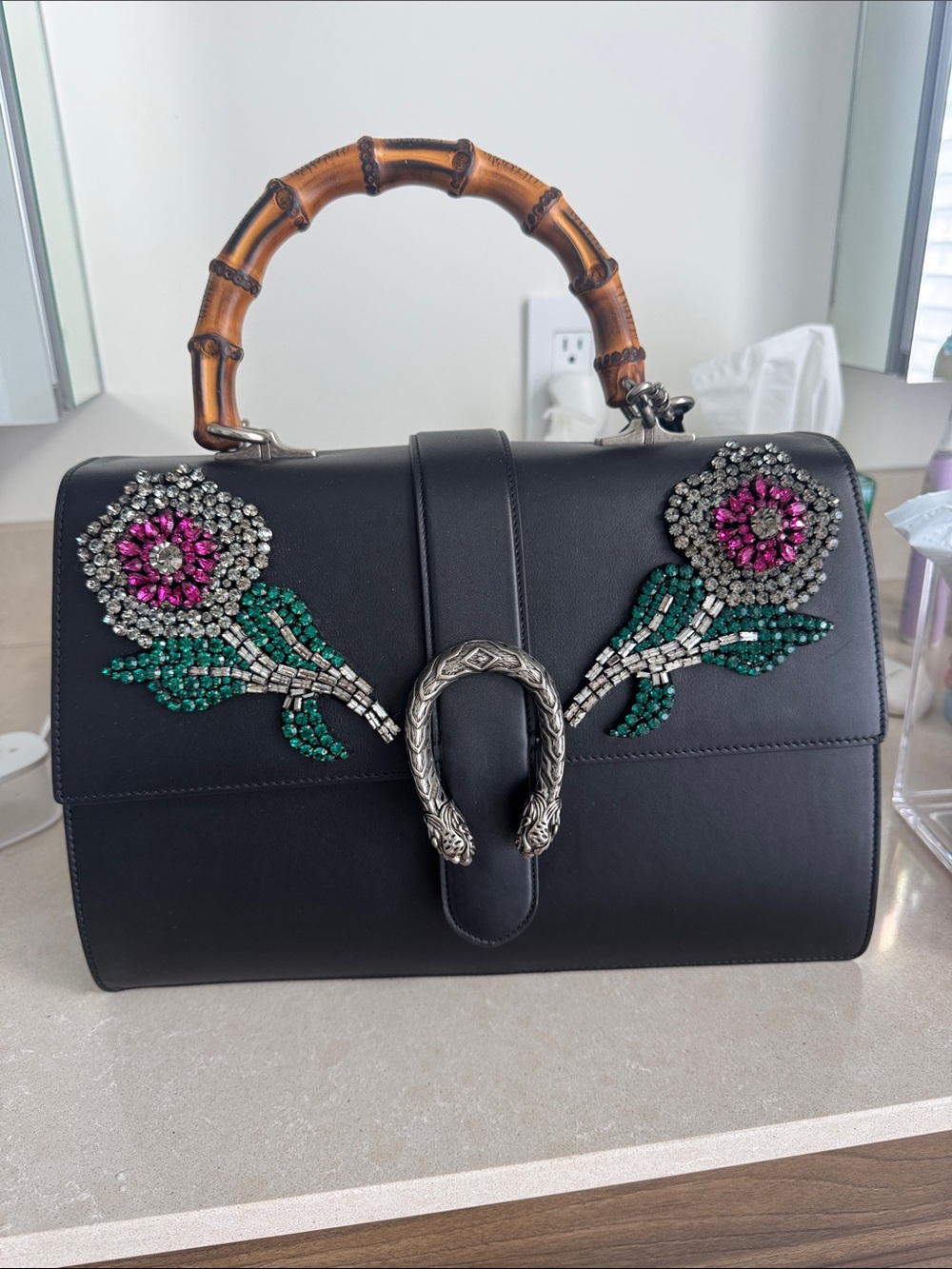 Beautiful in unused condition embellished Gucci black bag